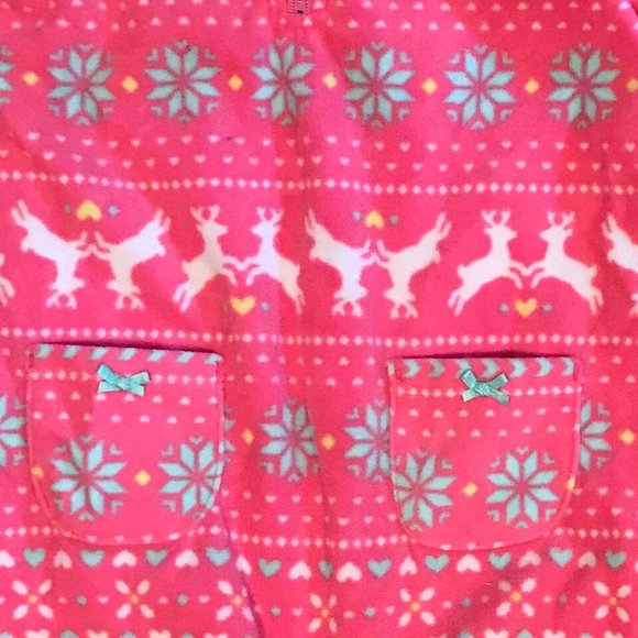 Carter's Girls One-Piece Fleece Pajamas - Pink Winter Deer - 18m - Picture 2 of 2